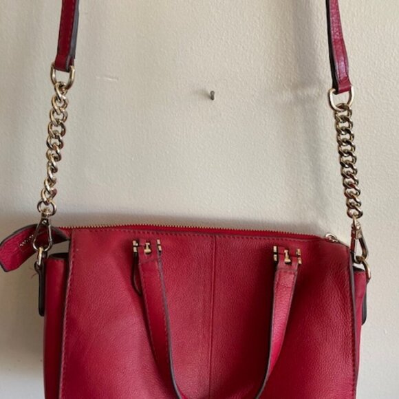 PAUL COSTELLOE Vintage Red Leather Satchel/Shoulder Bag Purse - Picture 7 of 17